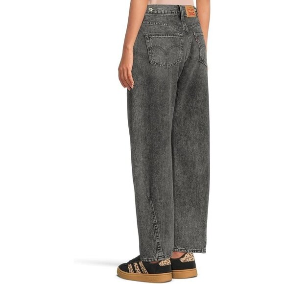 Levi's Women's Cinch Baggy Jeans 28 Washed Black Gray Wide Leg HR Retro Trend - Picture 1 of 10